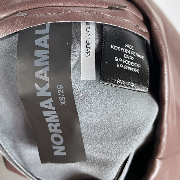 Norma Kamali Spat Legging Faux Leather Pants Chocolate Brown Flare Split Sz XS - Picture 11 of 11